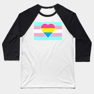 Transgender Pride Flag with Pansexual/Panromantic Heart Baseball T-Shirt